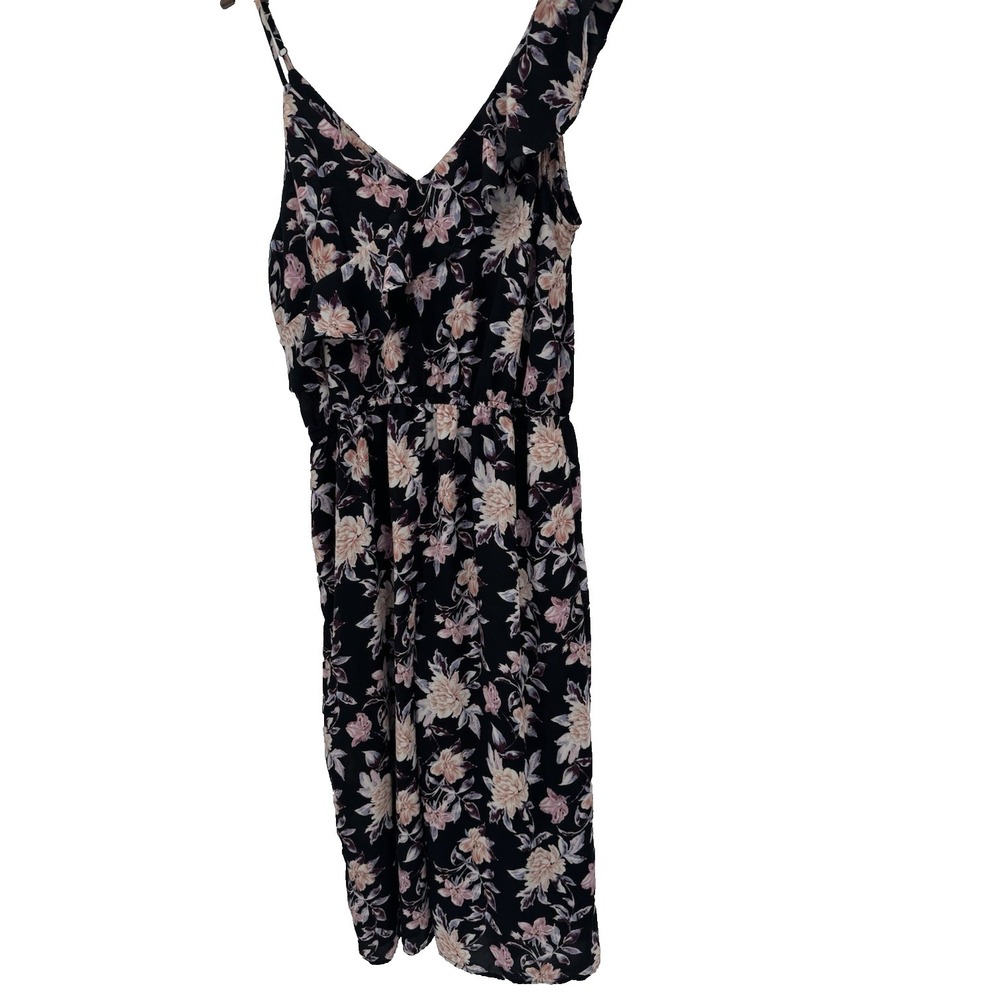 Xhilaration Multicolor Floral Ruffle Faux Wrap Sleeveless Wide Leg Jumpsuit XL - Picture 2 of 12